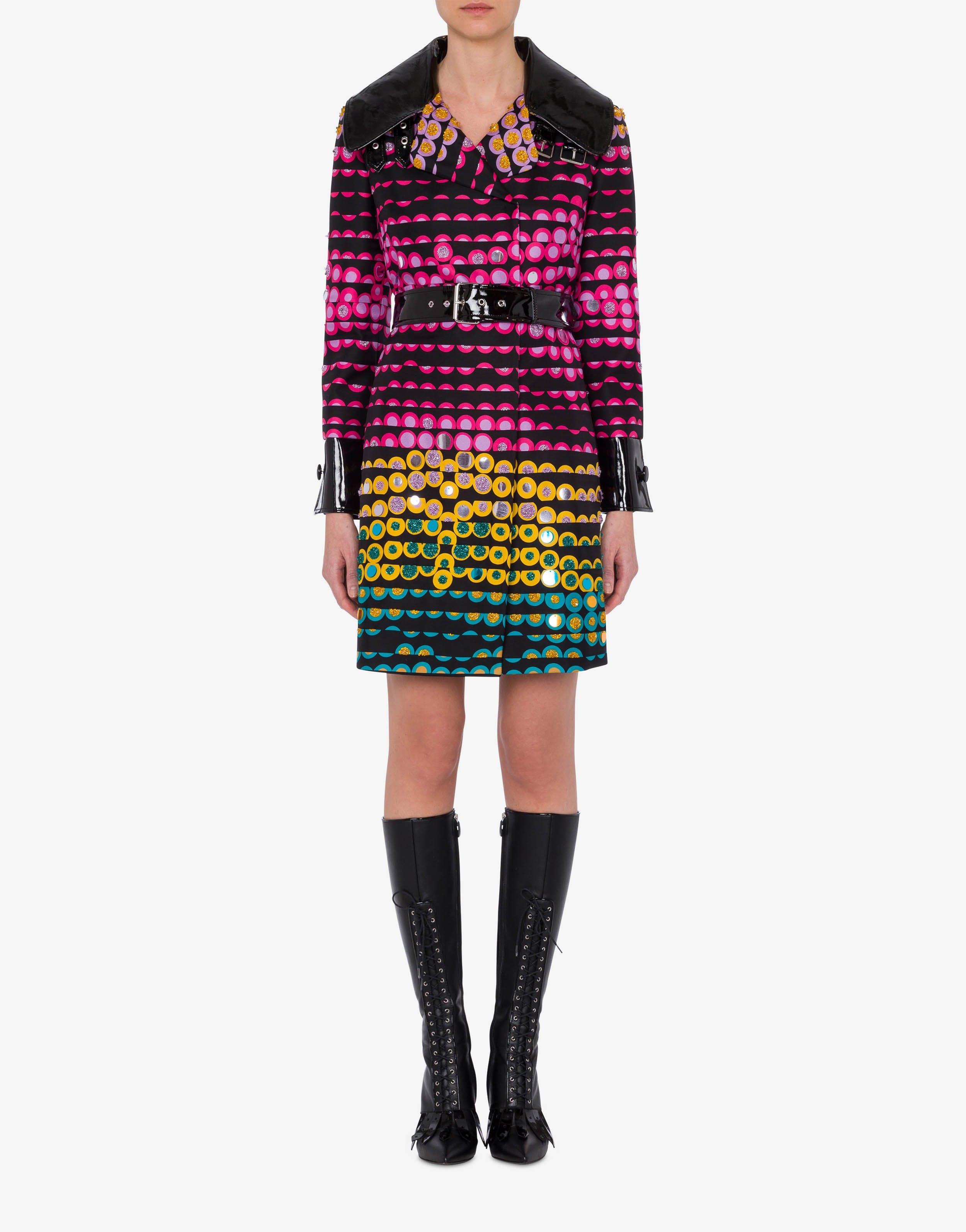 EMBROIDERED POLKA DOTS SILK TWILL TRENCH COAT - 2