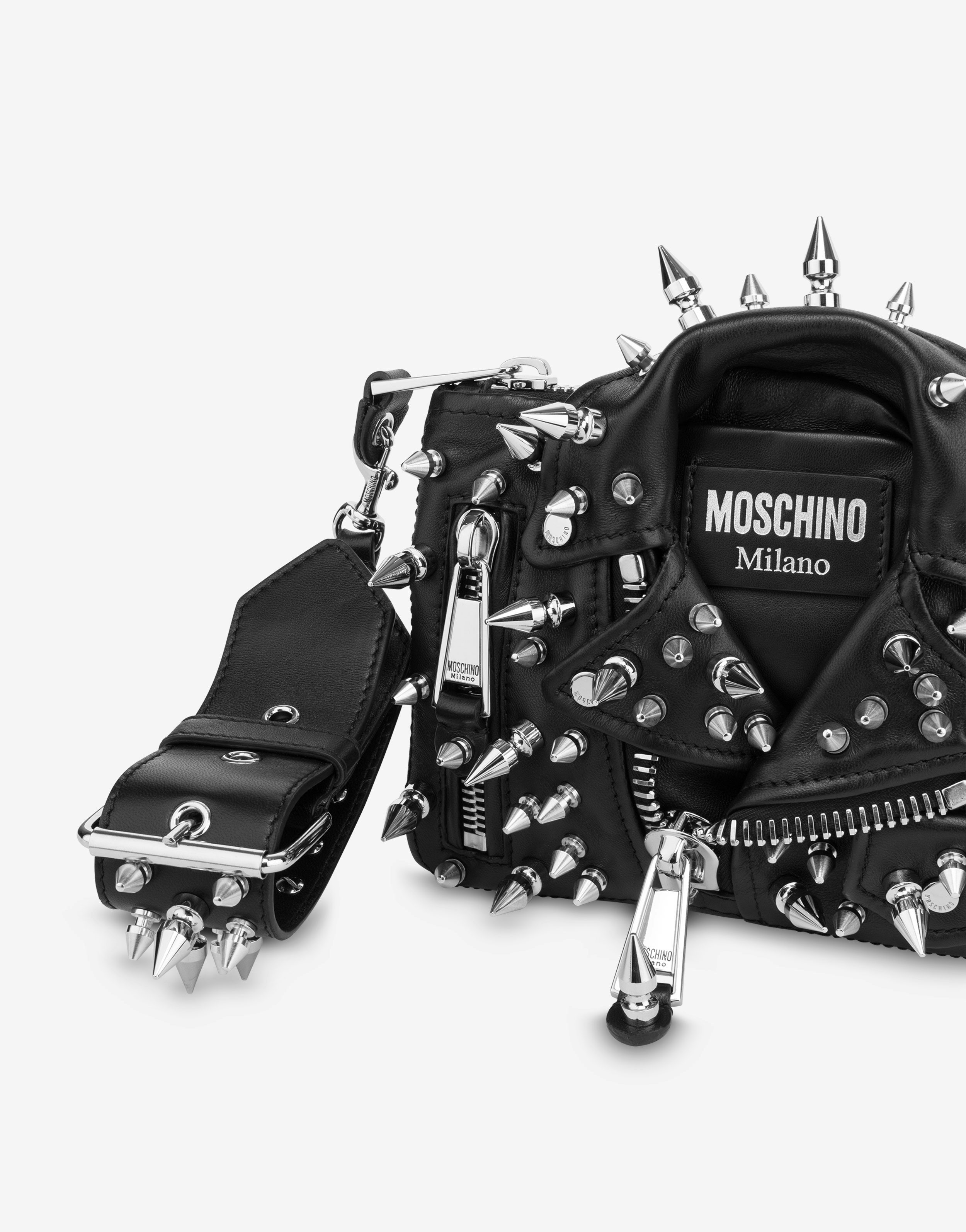 MOSCHINO BIKER BAG CLUTCH IN NAPPA LEATHER WITH STUDS - 4