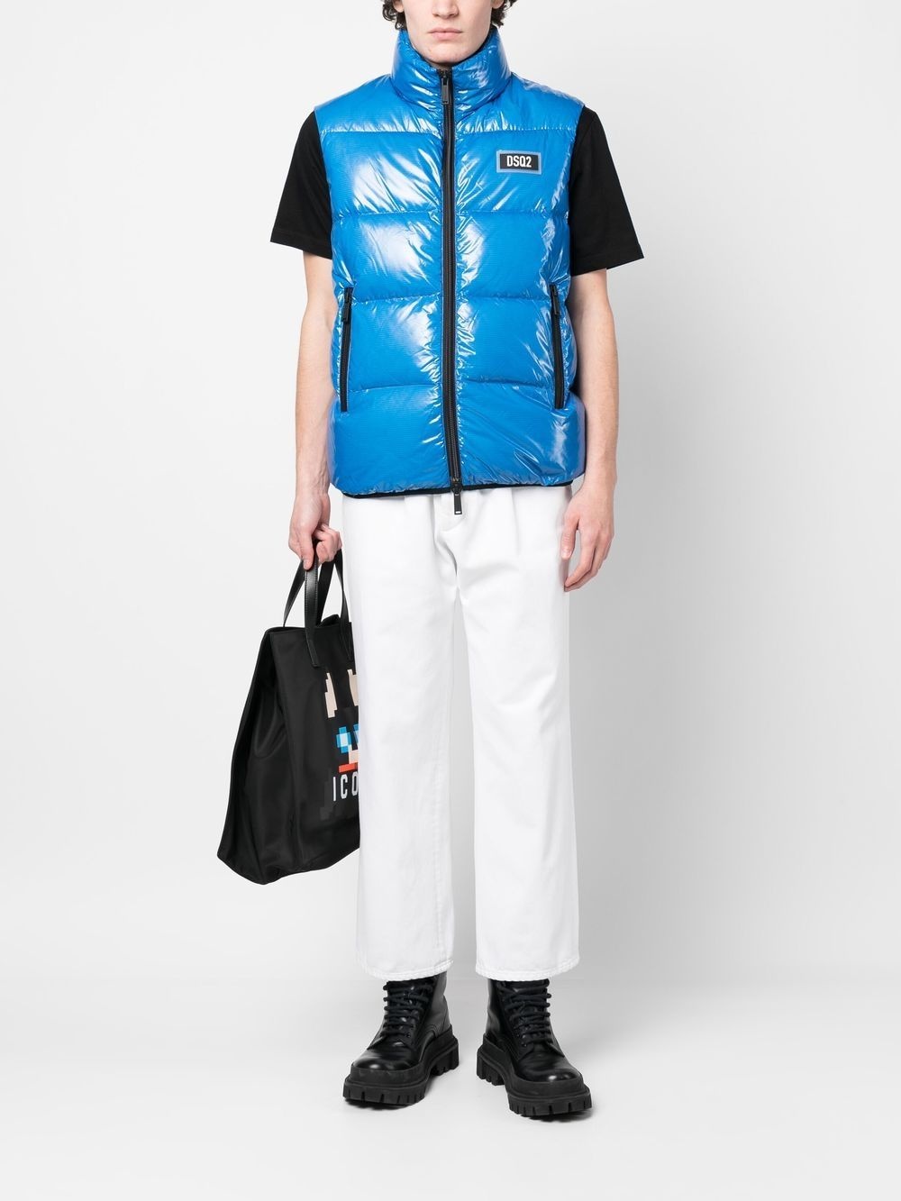 logo patch padded gilet - 2