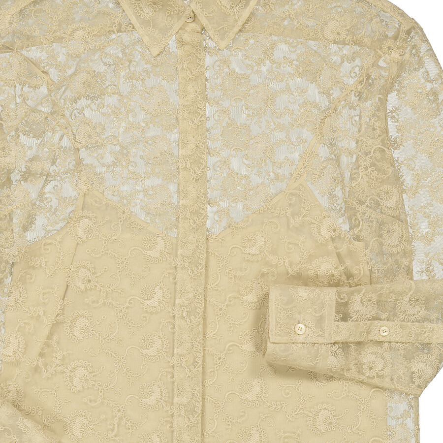 Burberry Pale Yellow Pattern Kestrel Lace Top - 7