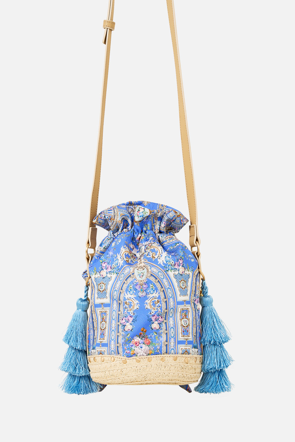TIE TOP BUCKET BAG WITH TASSELS - 2
