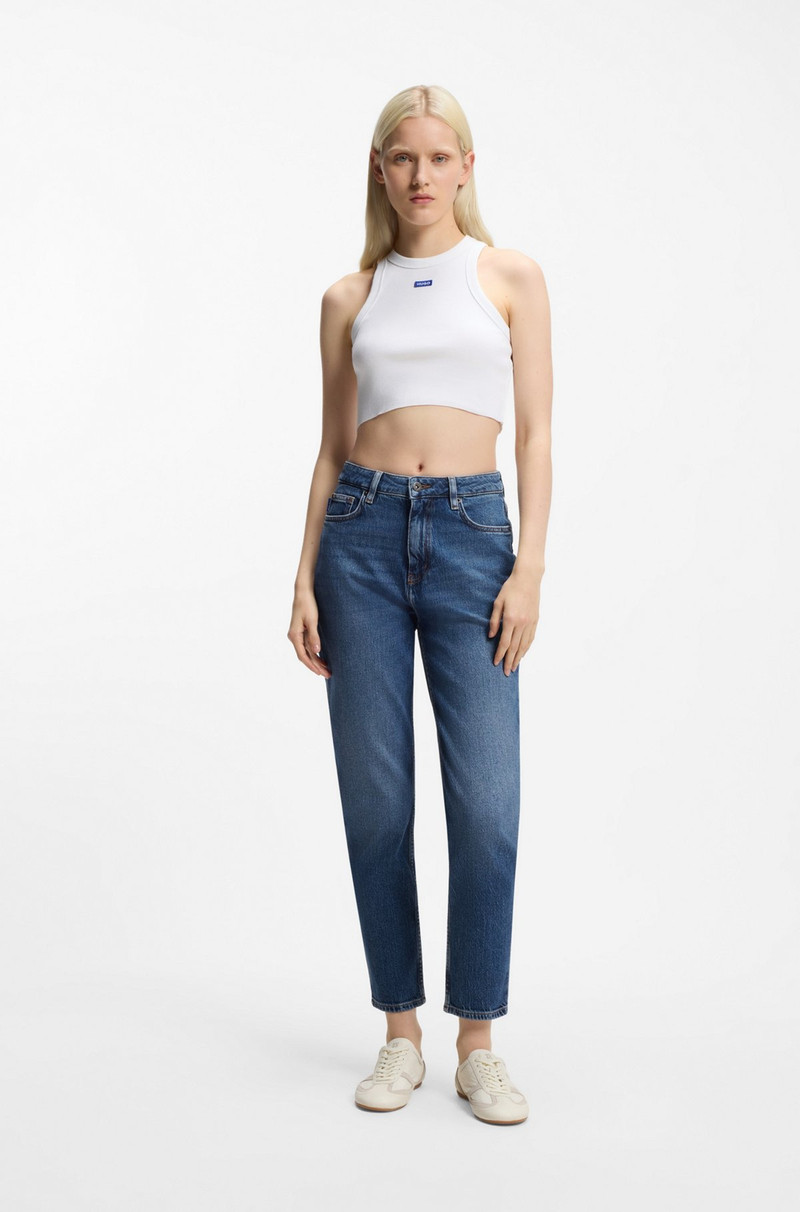HUGO MOM JEANS IN MEDIUM-BLUE STRETCH DENIM outlook