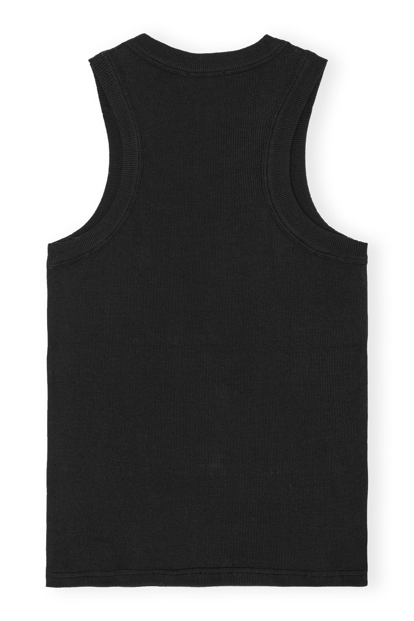 BLACK RIB JERSEY EMBELLISHED TANK TOP - 1