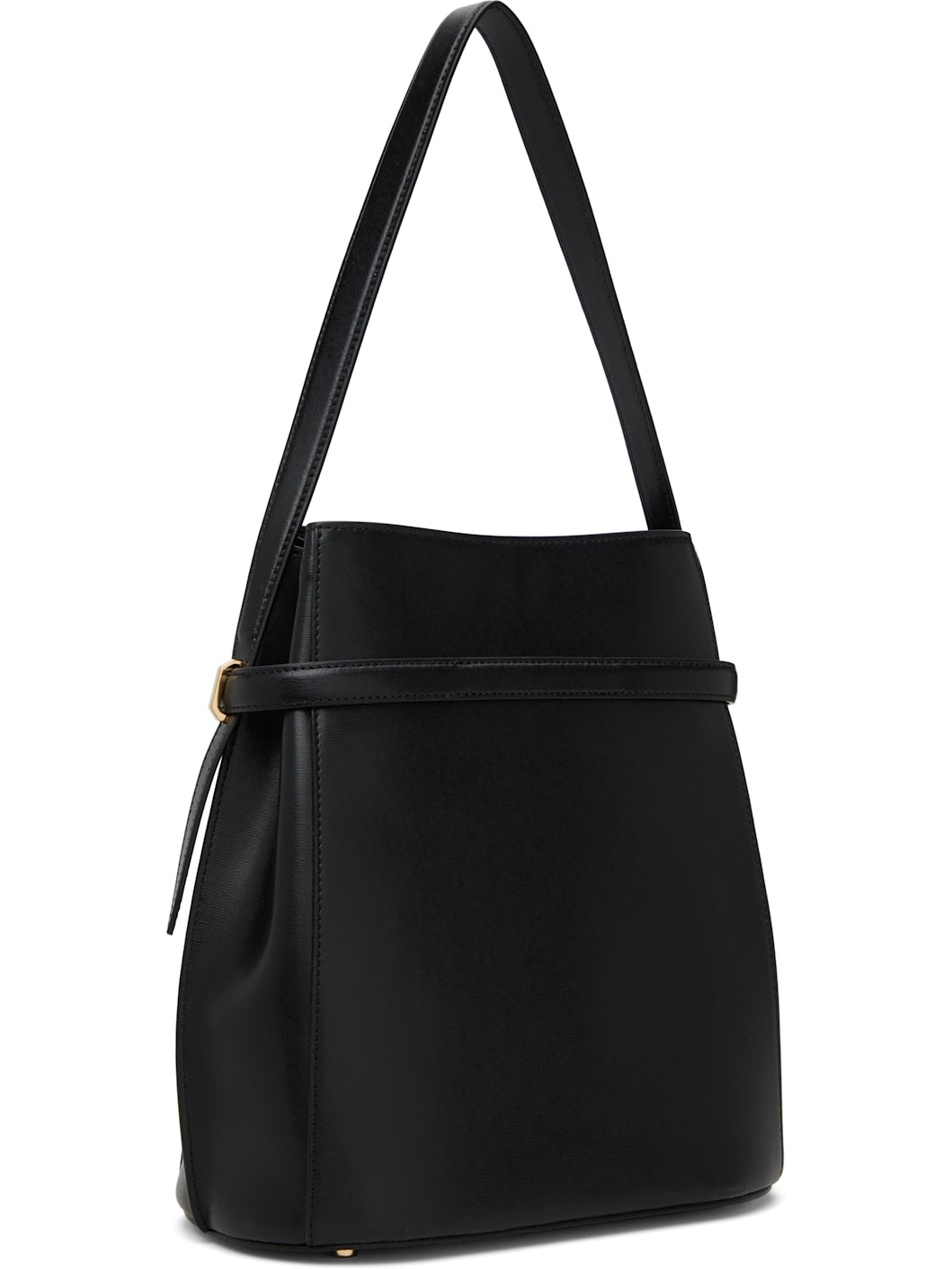 Black Belted Leather Bucket Bag - 3