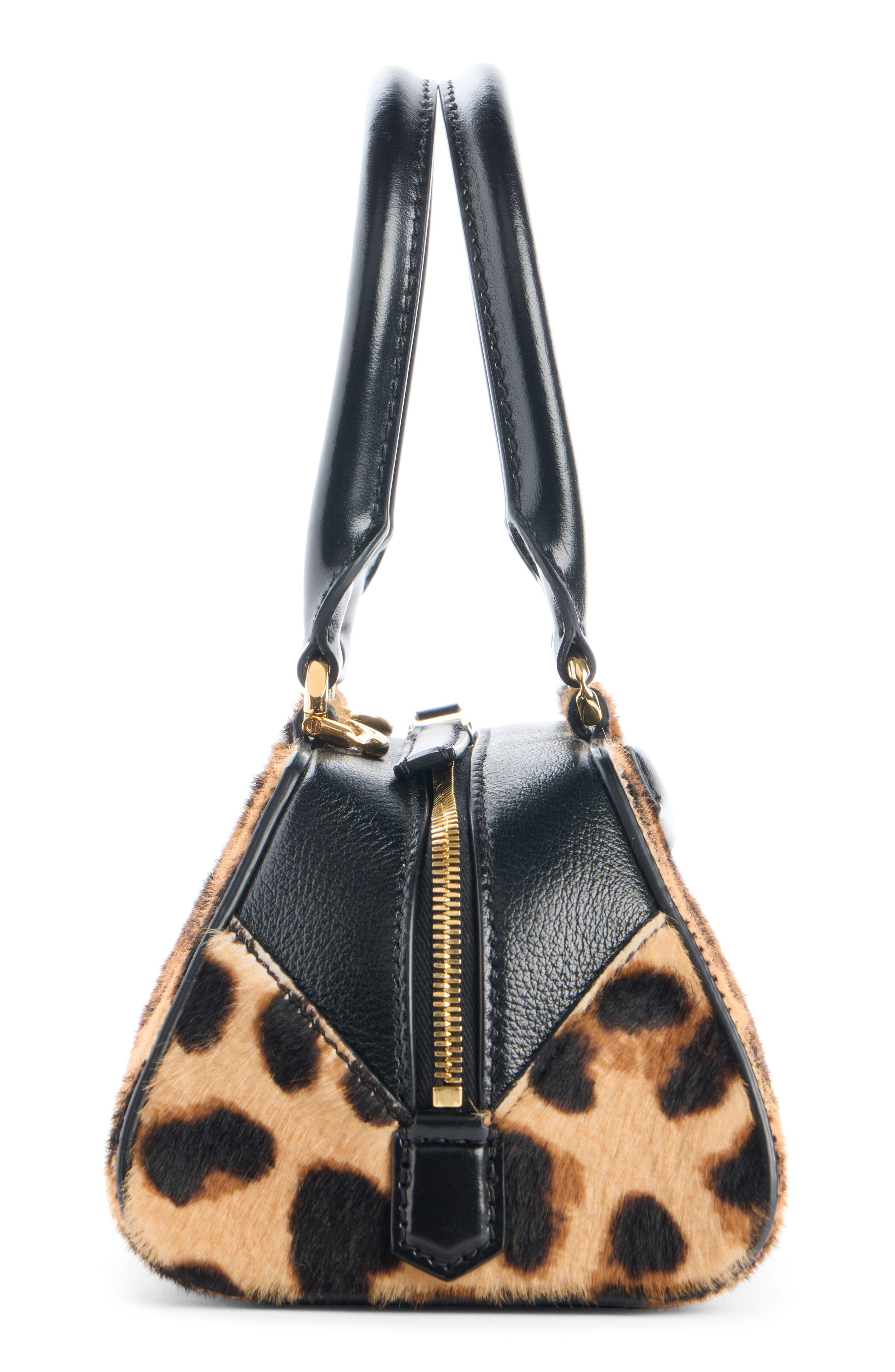 Givenchy Mini Antigona Genuine Calf Hair East/West Satchel in Black/Beige at Nordstrom - 4