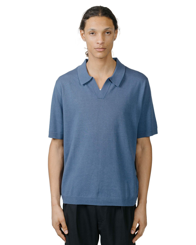 NORSE PROJECTS Leif Cotton Linen Polo Calcite Blue outlook