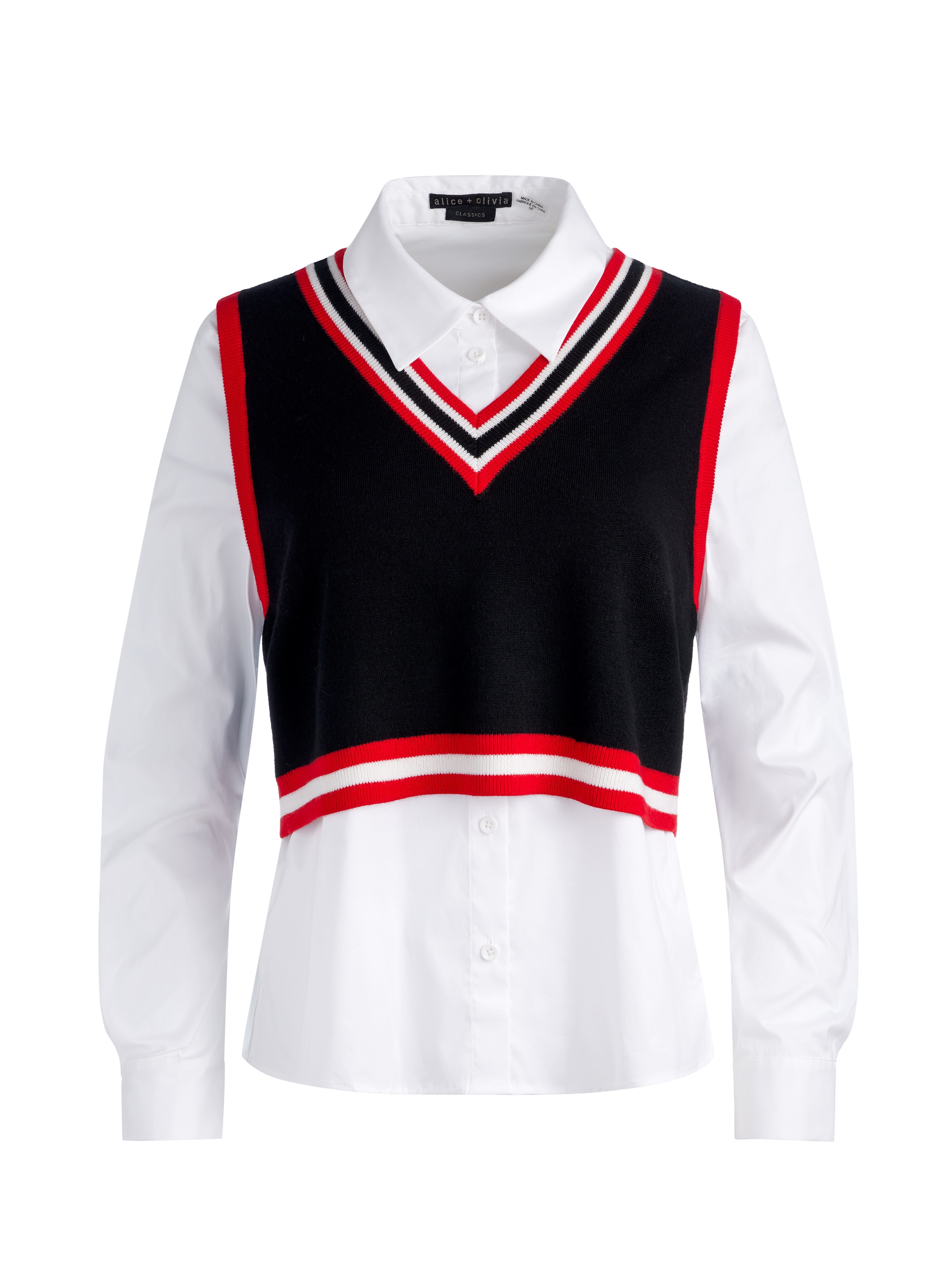 ORLY SWEATER VEST COMBINATION TOP - 1