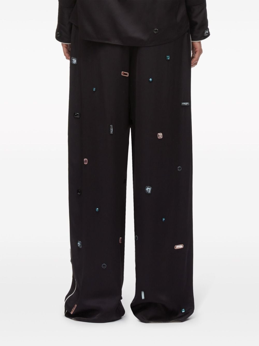 gem-embellished chiffon trousers - 5