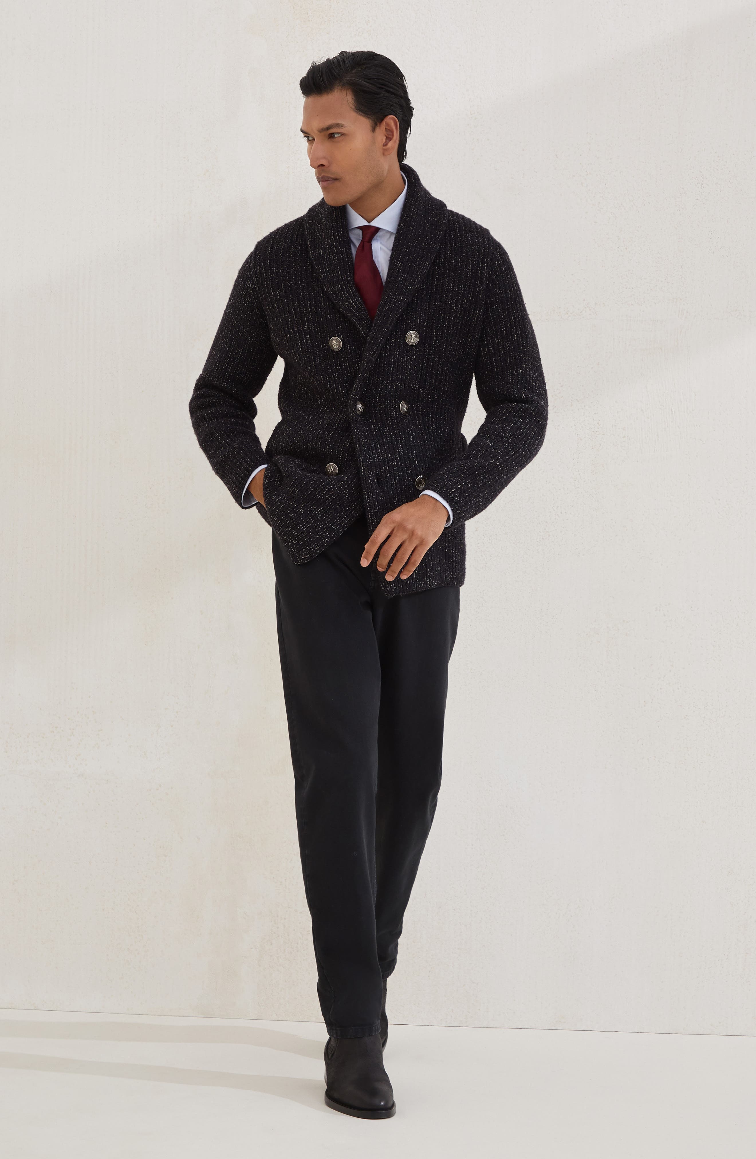 Brunello Cucinelli One-and-a-half breasted cardigan in Black at Nordstrom - 6