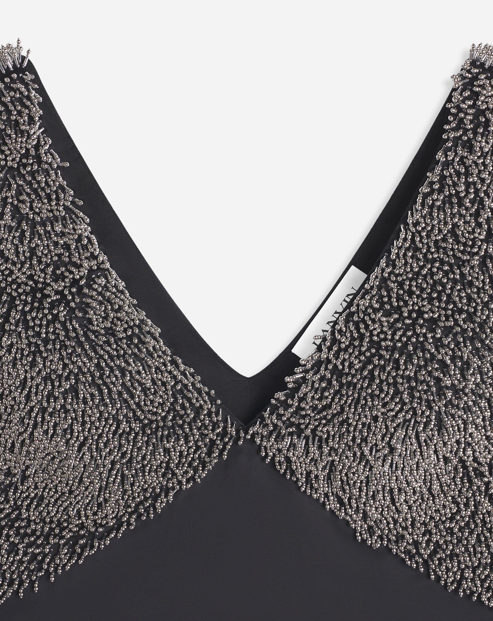 LARGE STRAP V NECK EMBROIDERED DRESS IN SATIN - 3
