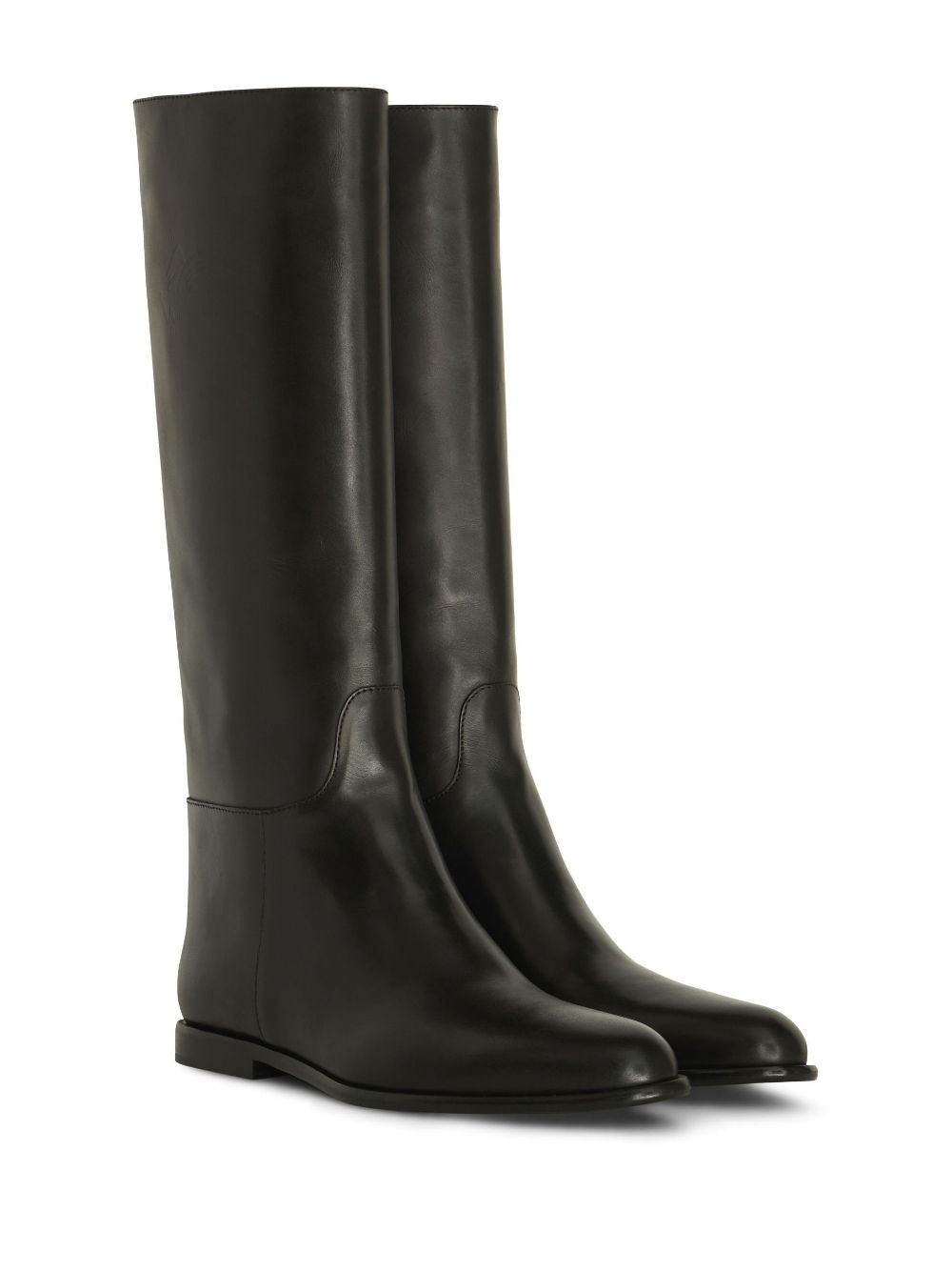 debossed-logo leather riding boots - 2