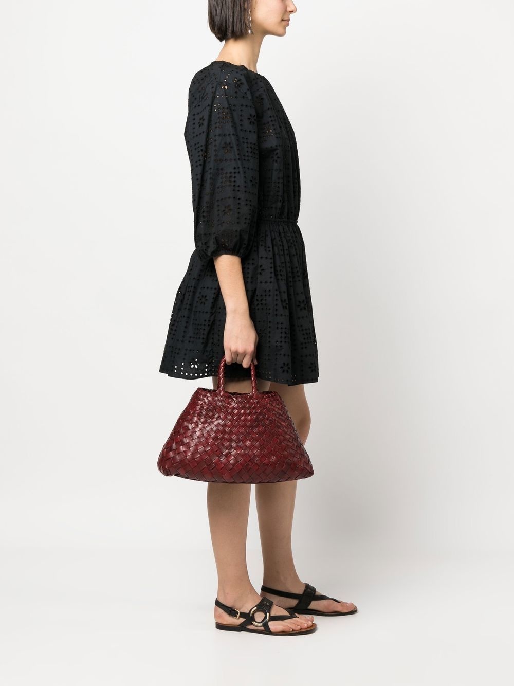 woven leather shoulder bag - 2