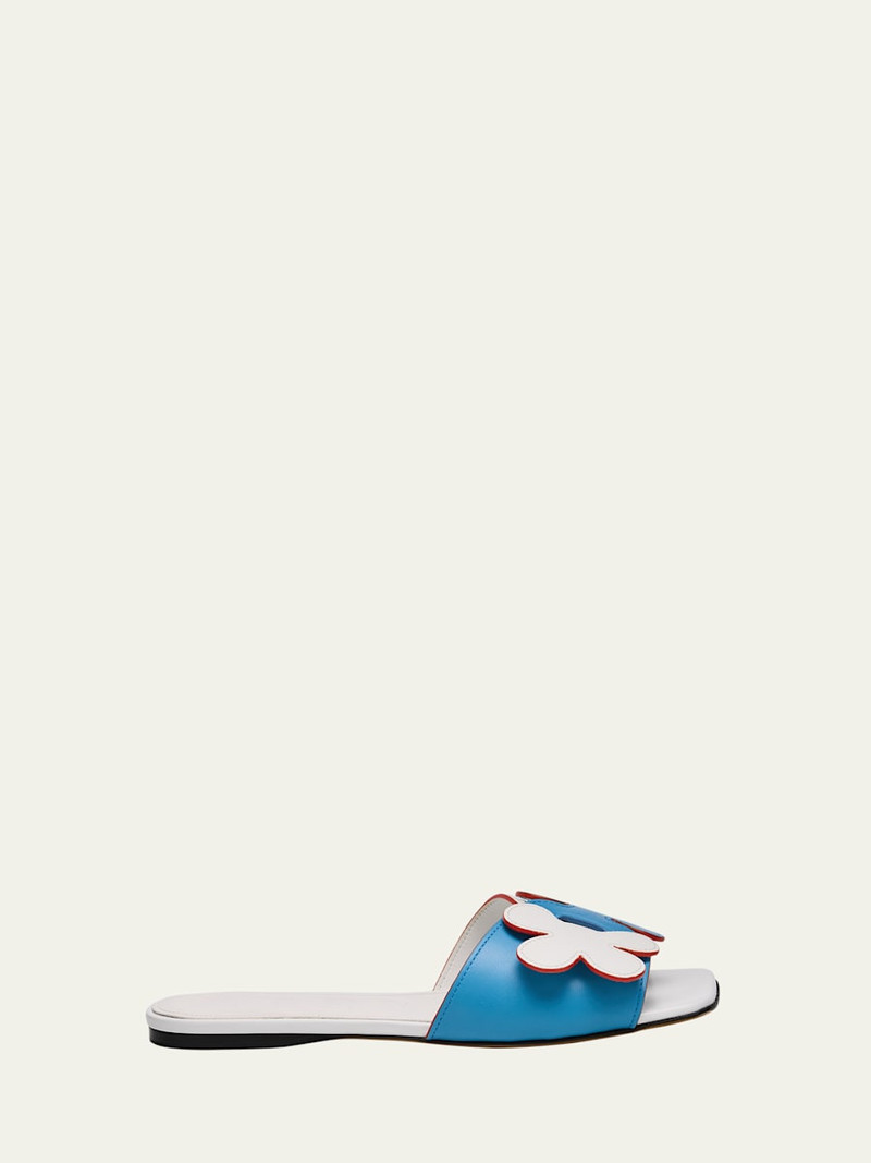 Flower Leather Slide Sandals 1