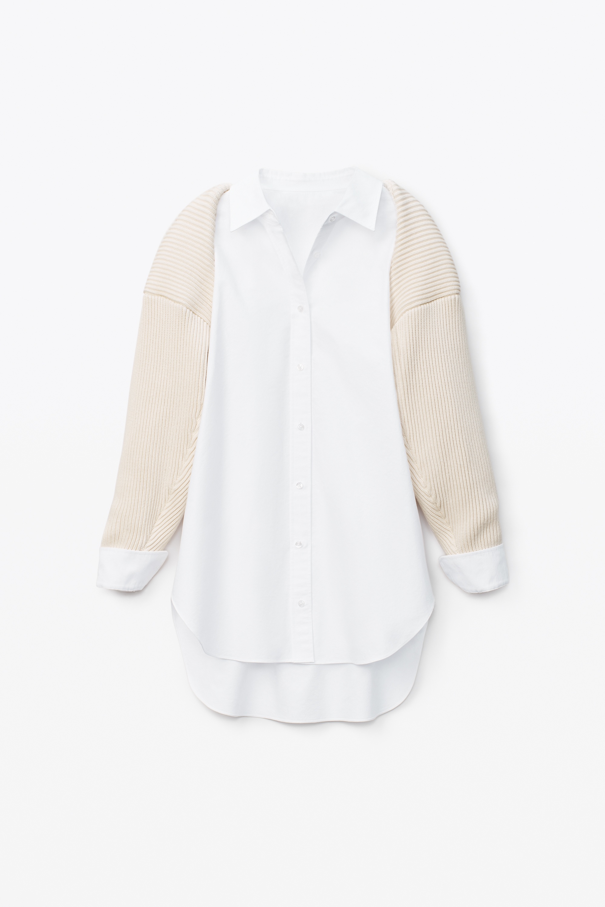 BILAYER SHRUG IN OXFORD SHIRTING - 1