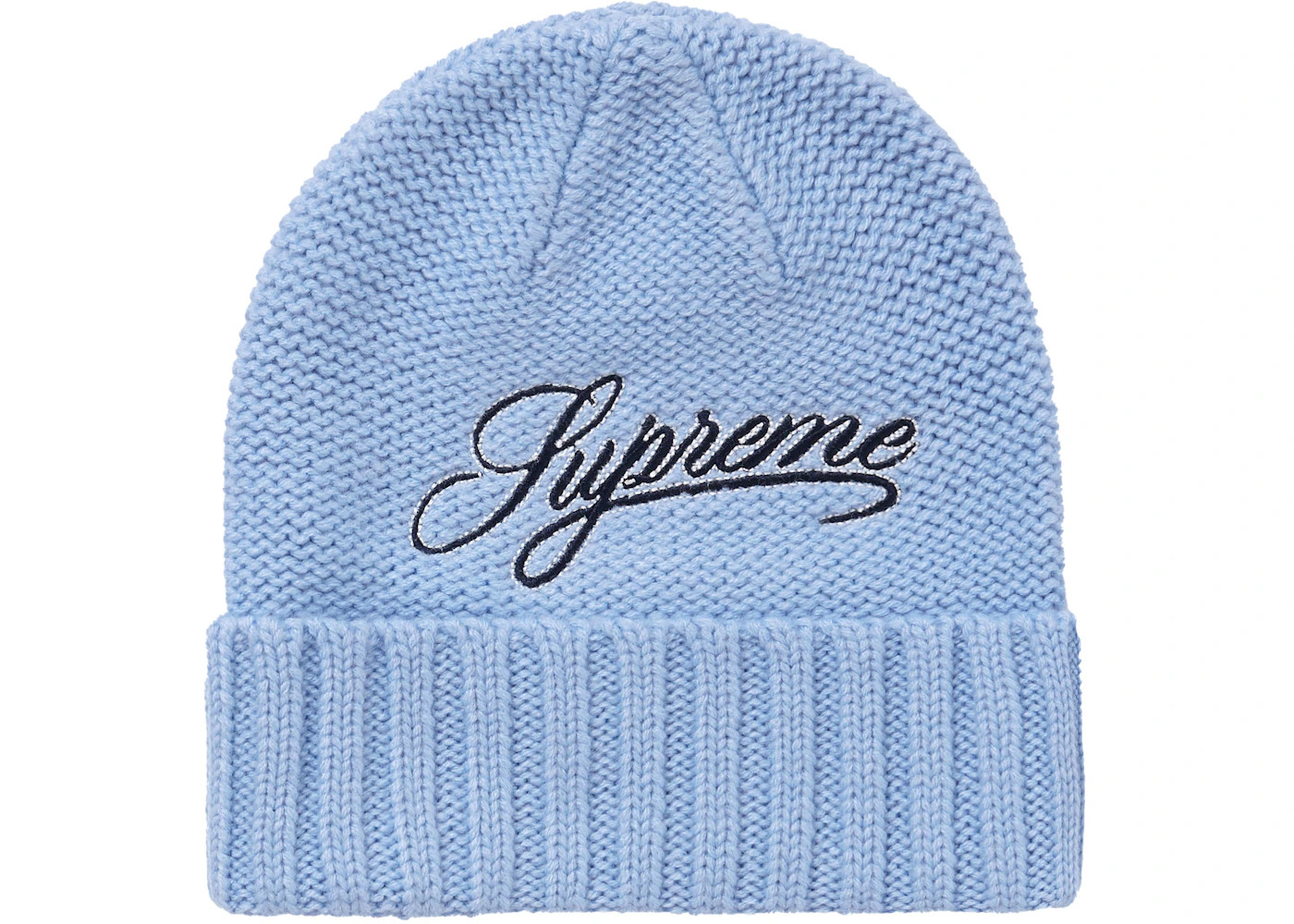 Supreme Script Logo Beanie Light Blue - 1