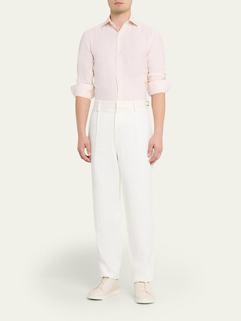 ZEGNA Men's Cotton and Cashmere Pinstripe Slim-Fit Sport Shirt outlook