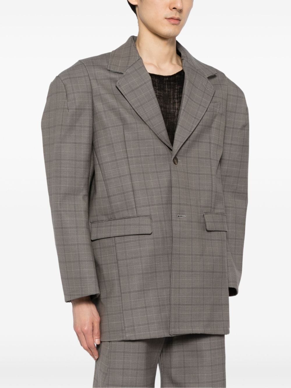 shoulder-padded wool blazer - 3