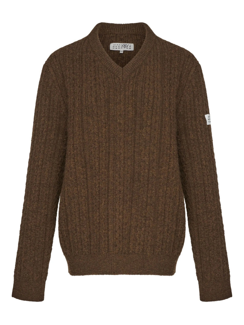Mm6 Maison Margiela V-neck Ribbed Sweater 1