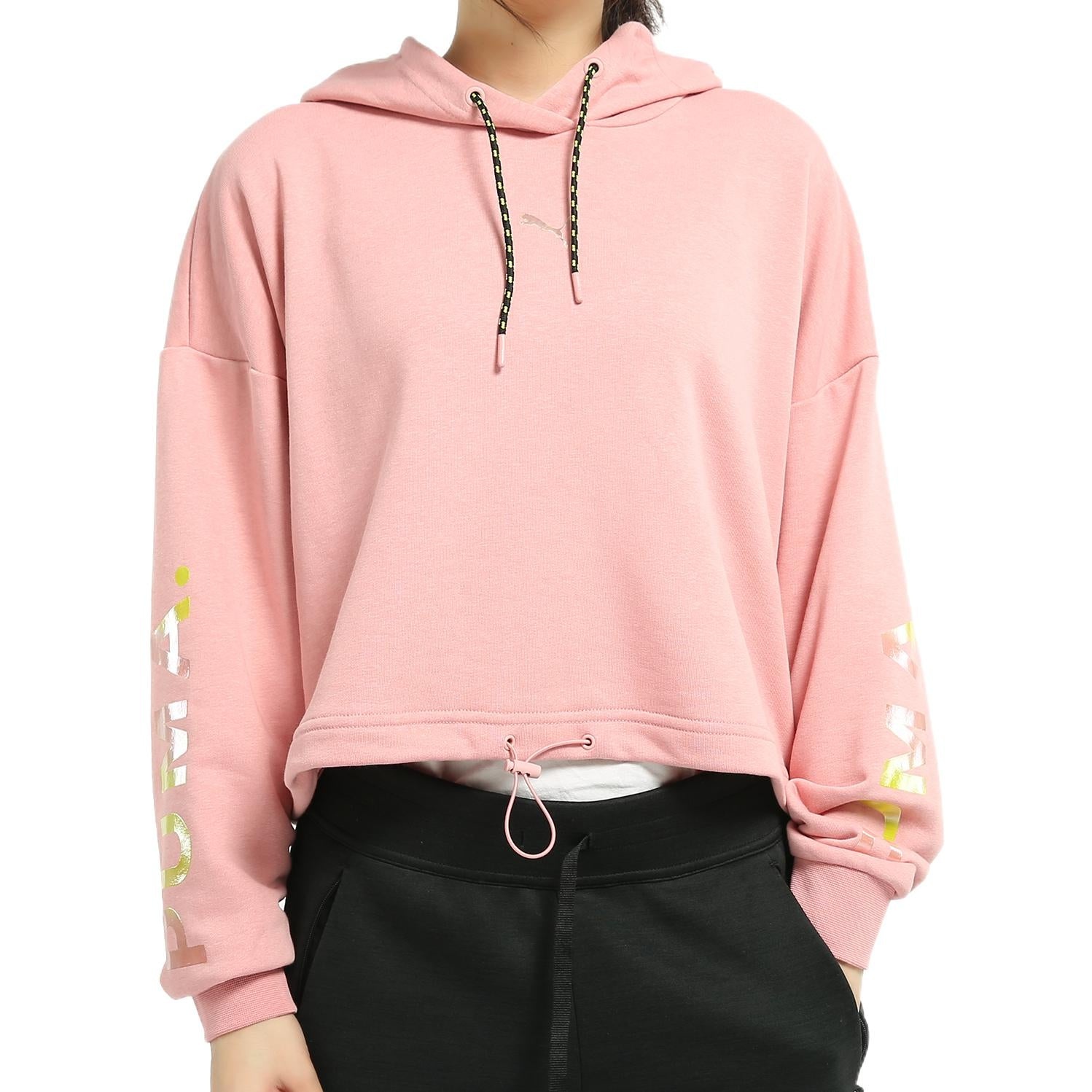 (WMNS) PUMA Chase Cropped Hoodie 'Pink White' 595935-14 - 2