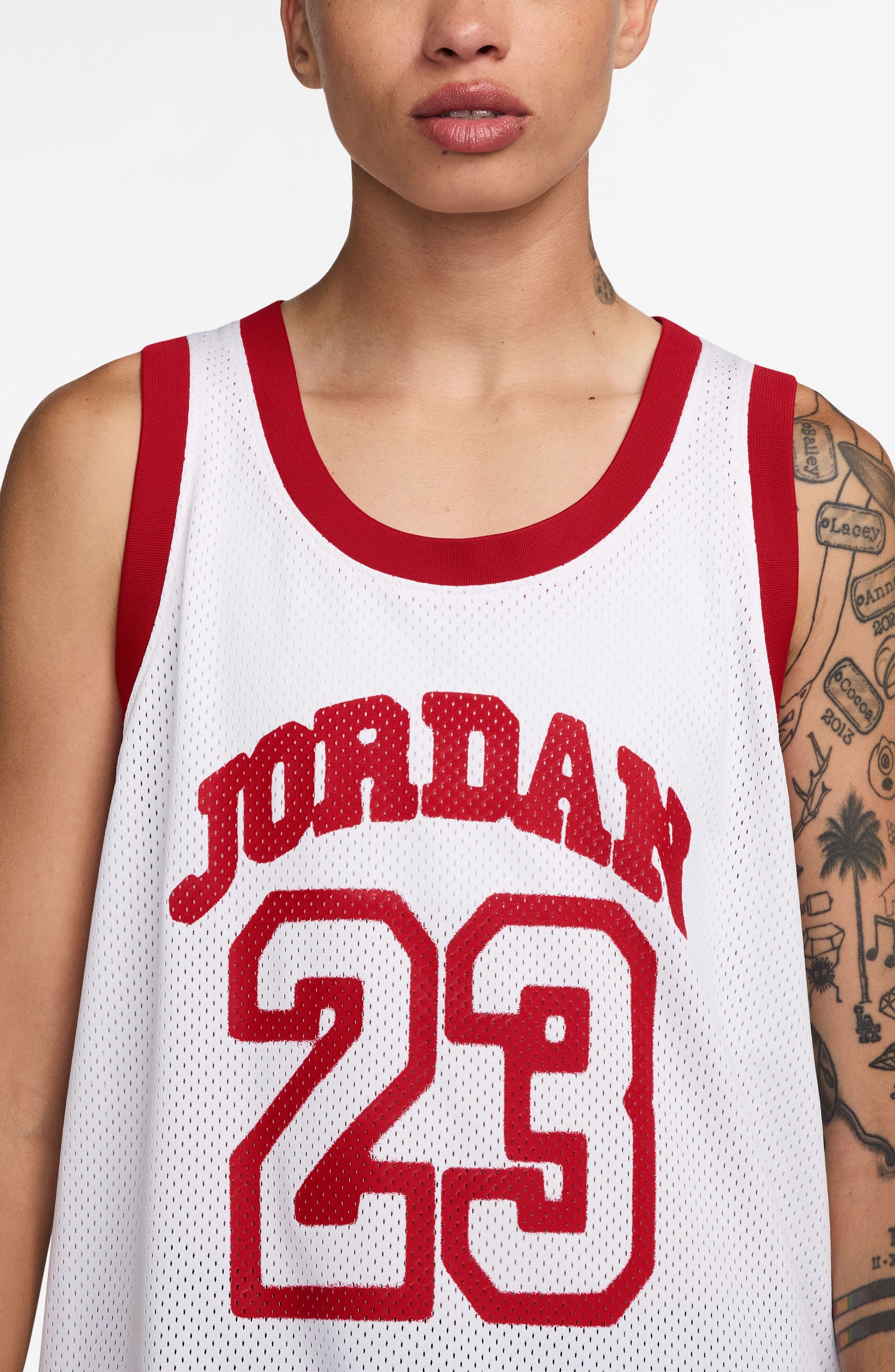 Jordan 40th Anniversary Mesh Tank Jersey in White/Varsity Red/Red at Nordstrom - 3