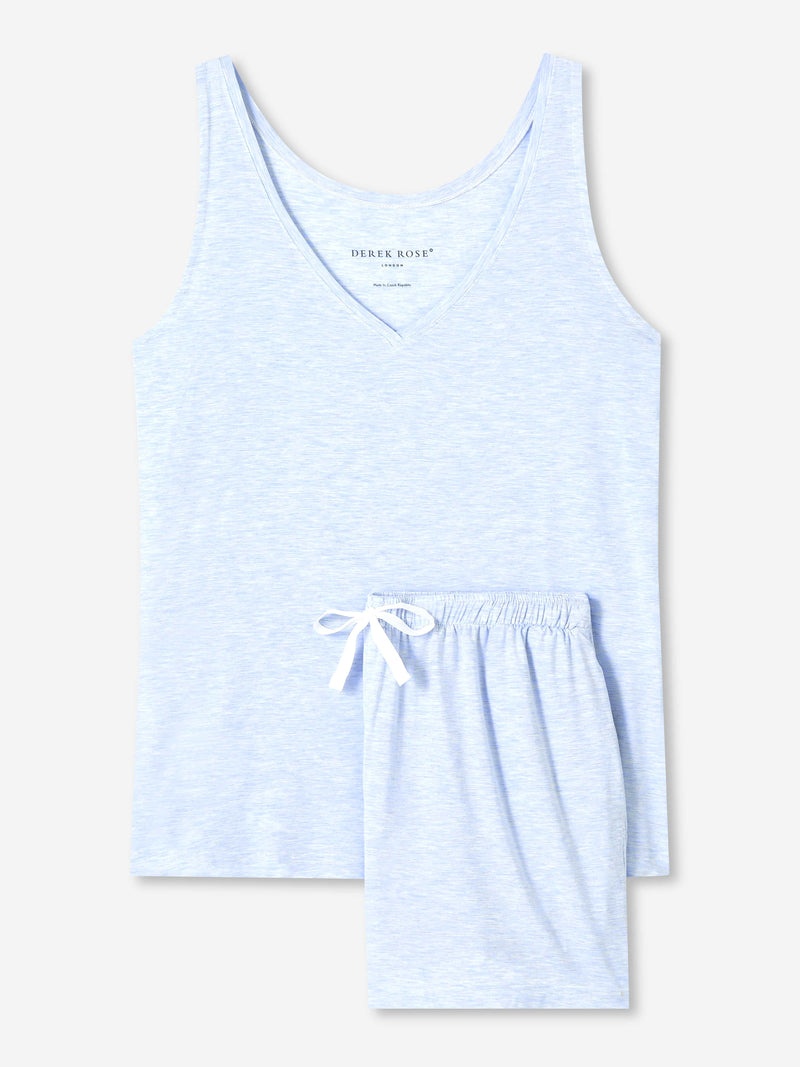 Women's Short Cami Pyjamas Ethan Micro Modal Stretch Blue Heather - 1