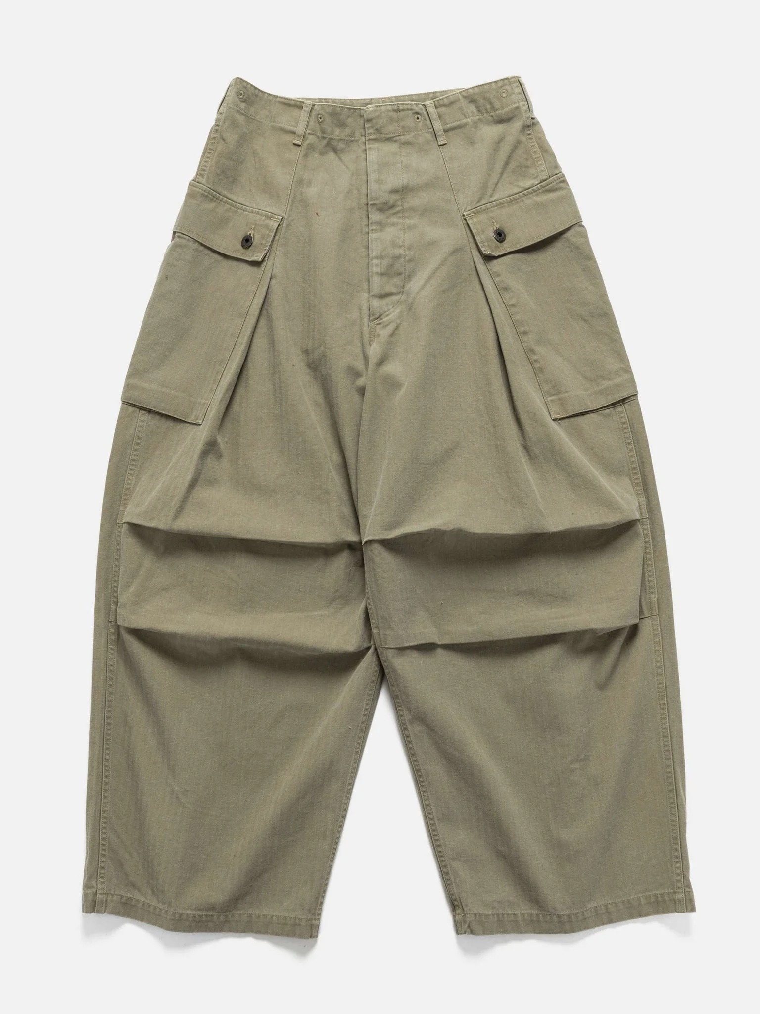 Herringbone Jumbo Monkey Pants Khaki - 1