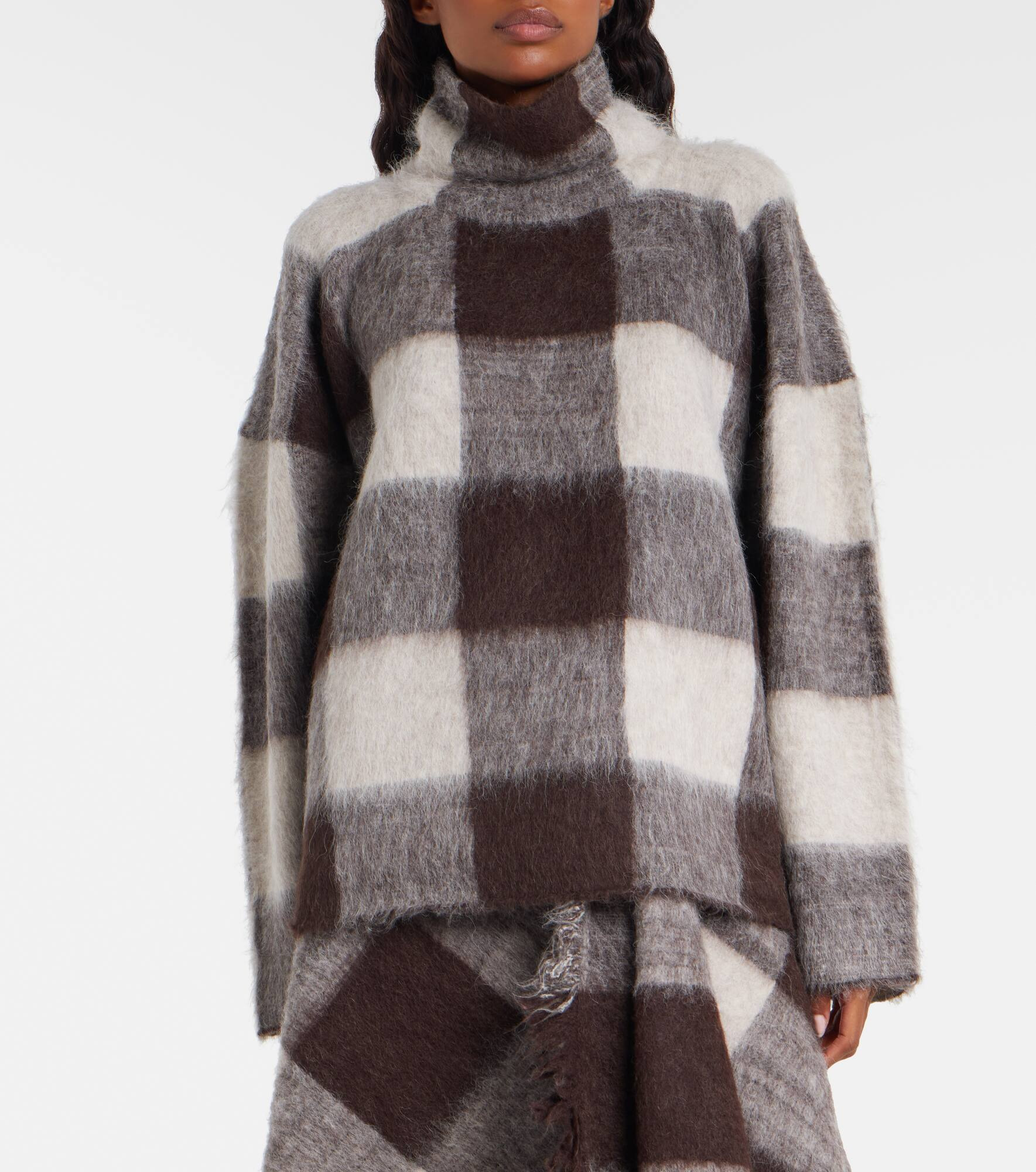 Kai checked alpaca-blend turtleneck sweater - 6