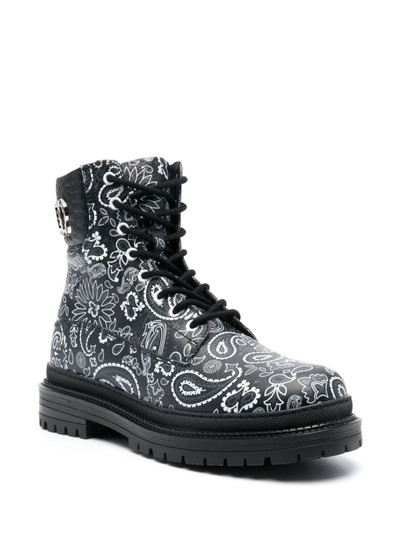 PHILIPP PLEIN paisley-print leather ankle boots outlook