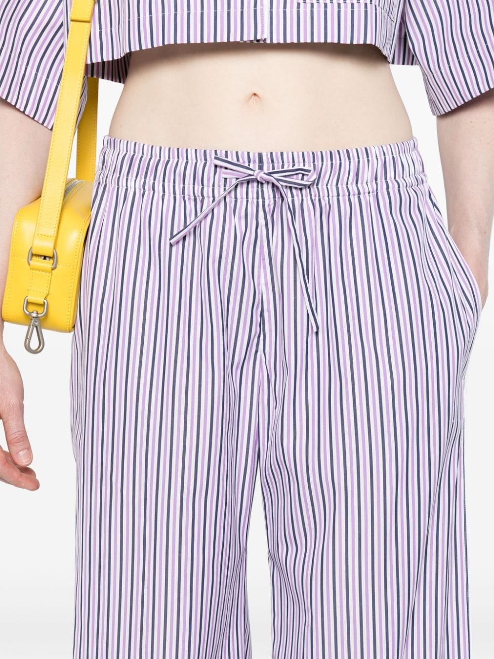 logo-tag striped straight trousers - 5