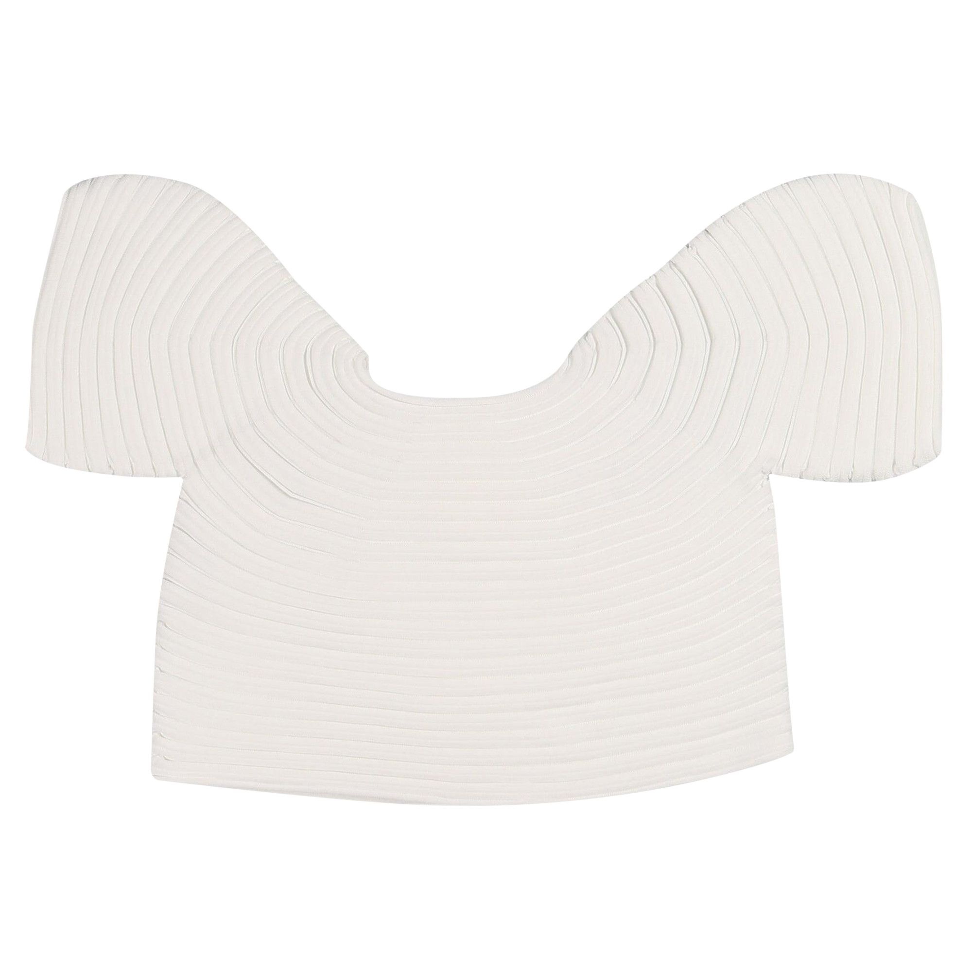 Pleats Please Issey Miyake Mushroom Knit Tops 'White' - 2