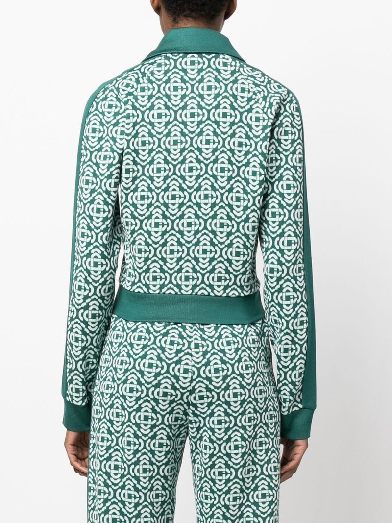 monogram cropped cotton-blend track top 4
