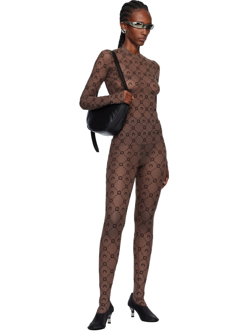 Marine Serre SSENSE Exclusive Brown Recycled Mesh Flock Tights outlook