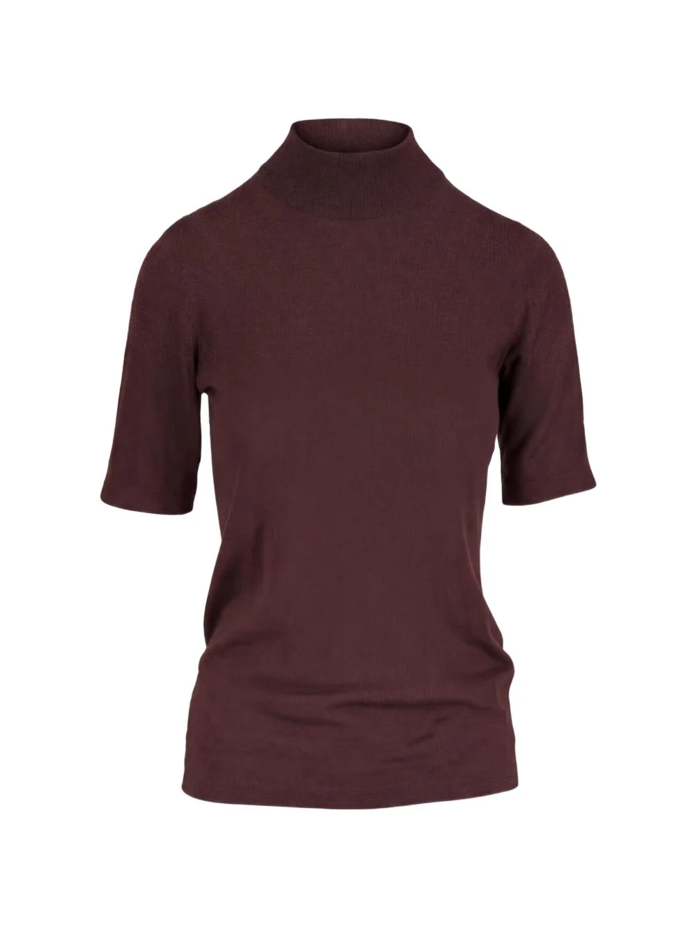high-neck short-sleeve cashmere sweater - 1