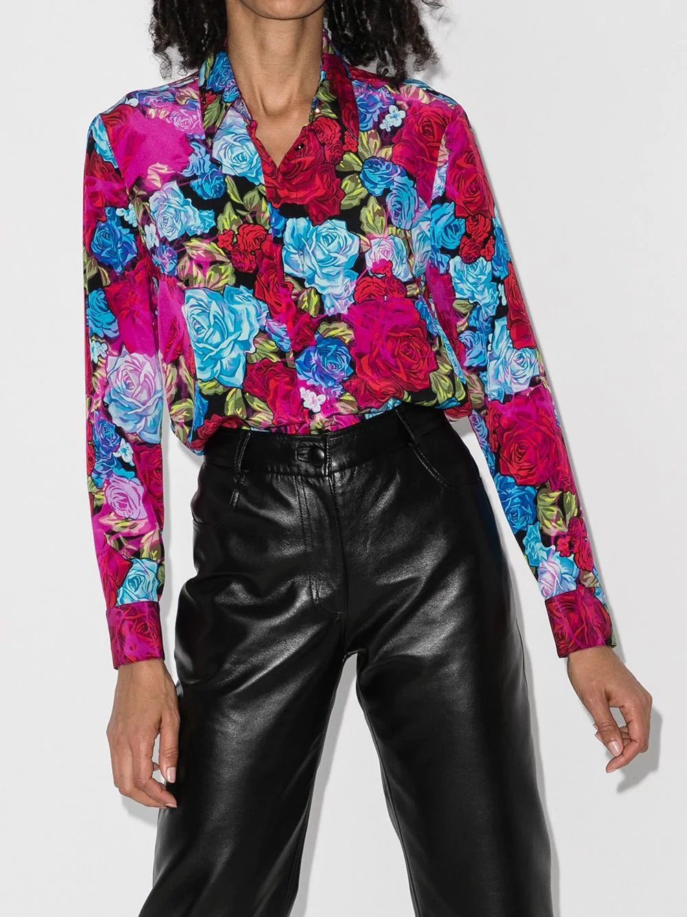 floral-print silk shirt - 2