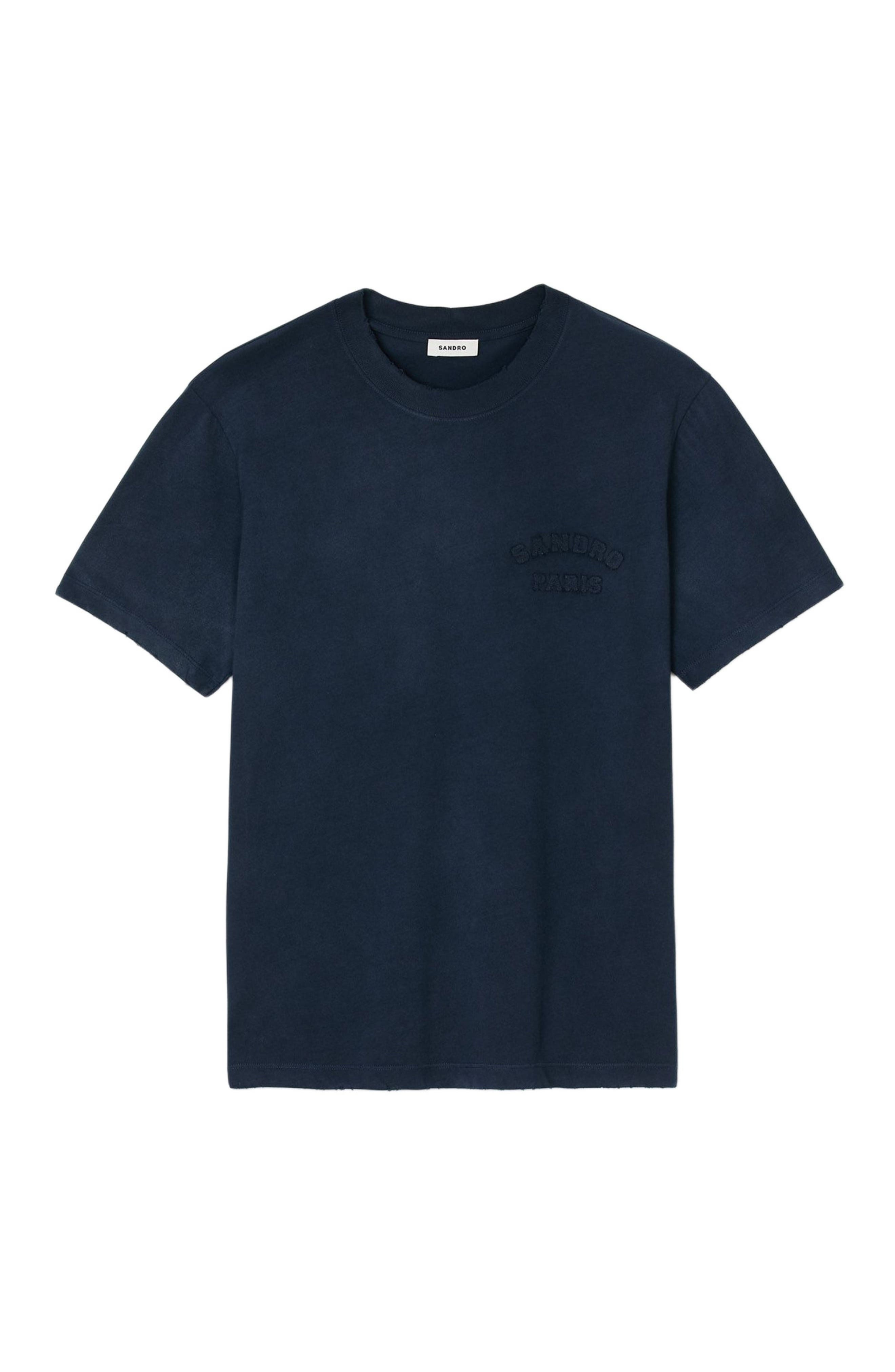 SANDRO Worn-effect T-shirt in Navy Blue at Nordstrom - 5