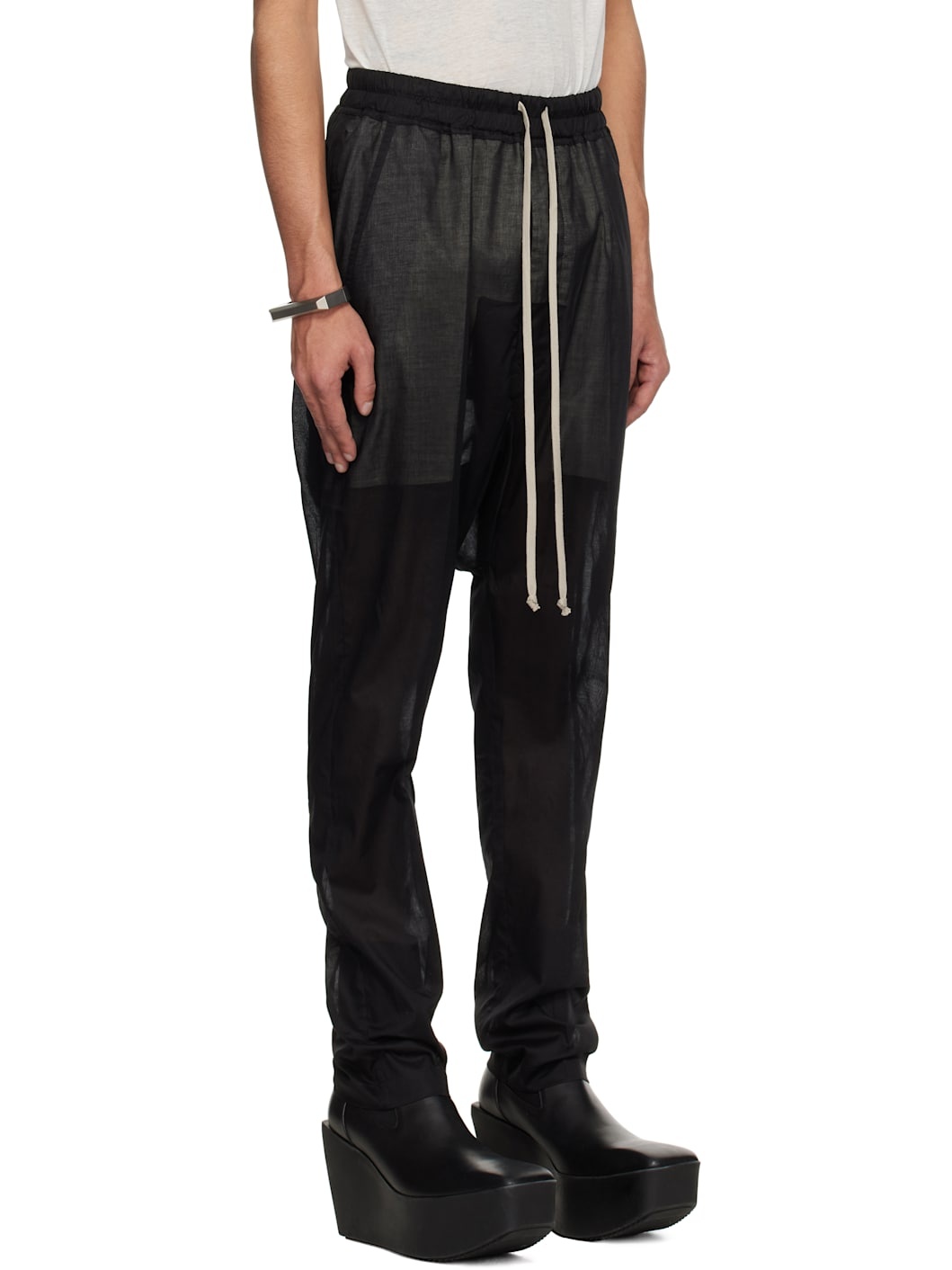 Black Hollywood Drawstring Long Trousers - 2