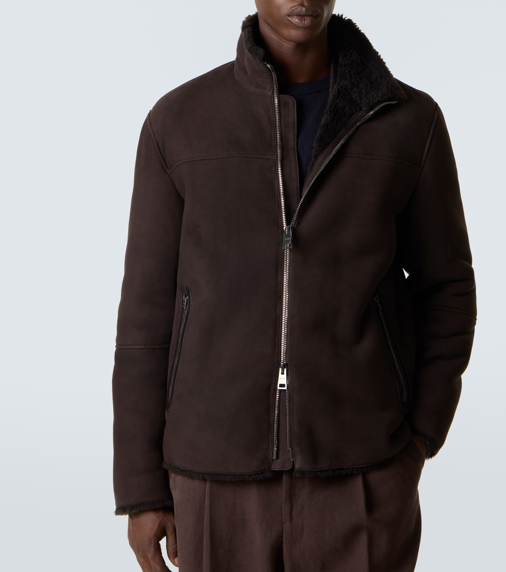 Shearling-trimmed suede jacket - 5