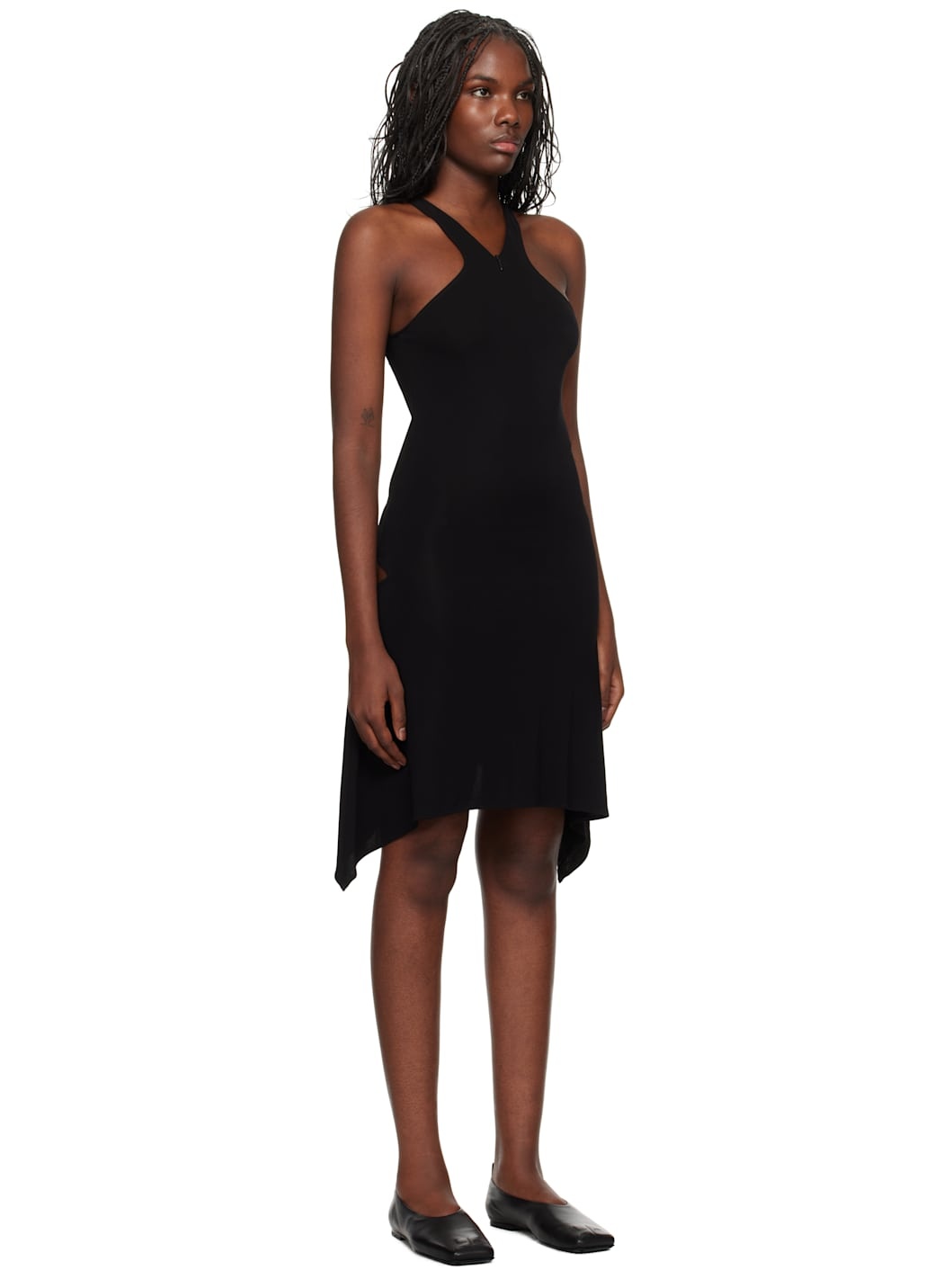 Black Criss Cross Jersey Minidress - 2