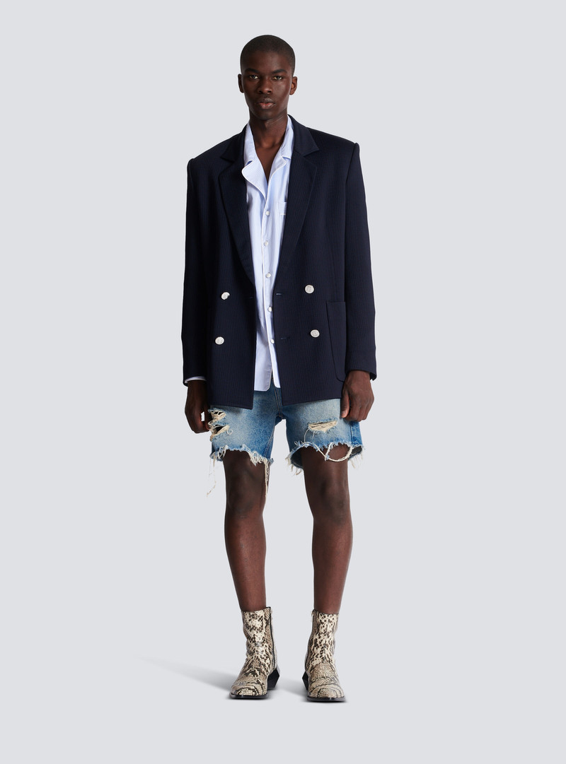 Balmain Unisex shorts in vintage Blue Wash denim outlook