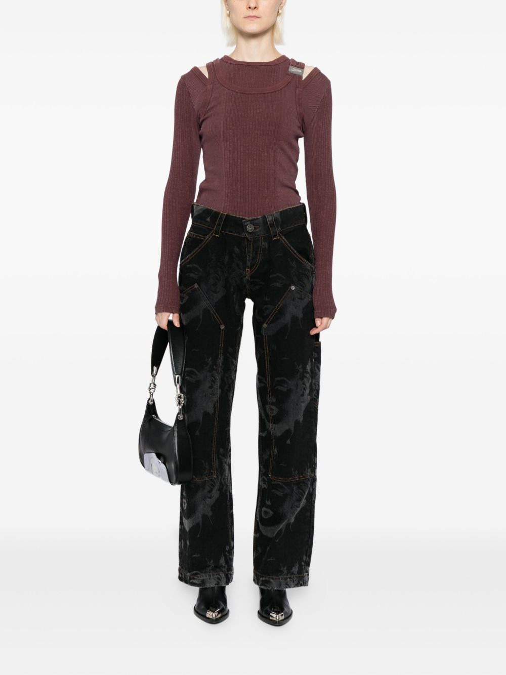 all-over graphic print jeans - 2
