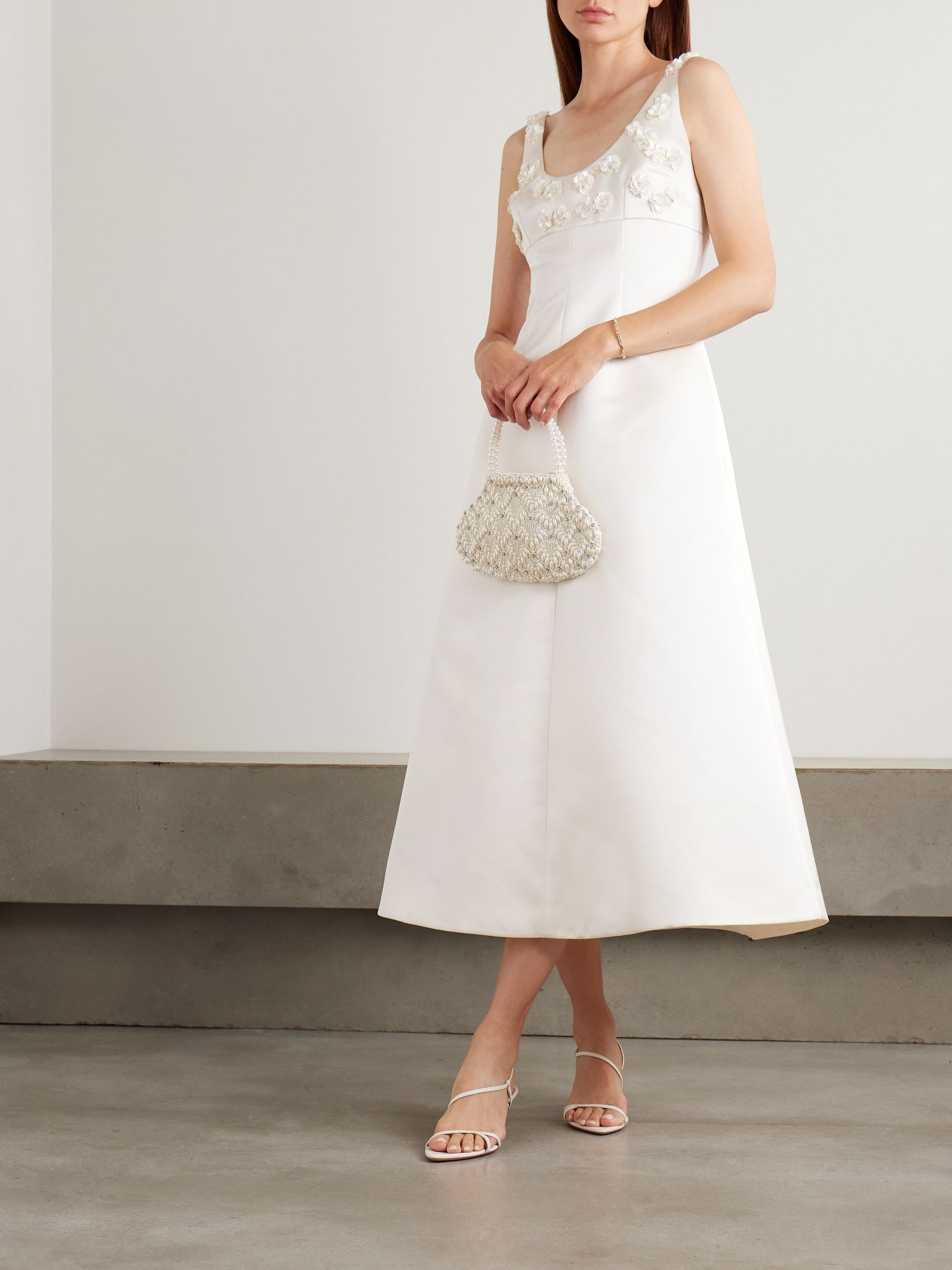 Abella embellished mikado midi dress Ivory - 2