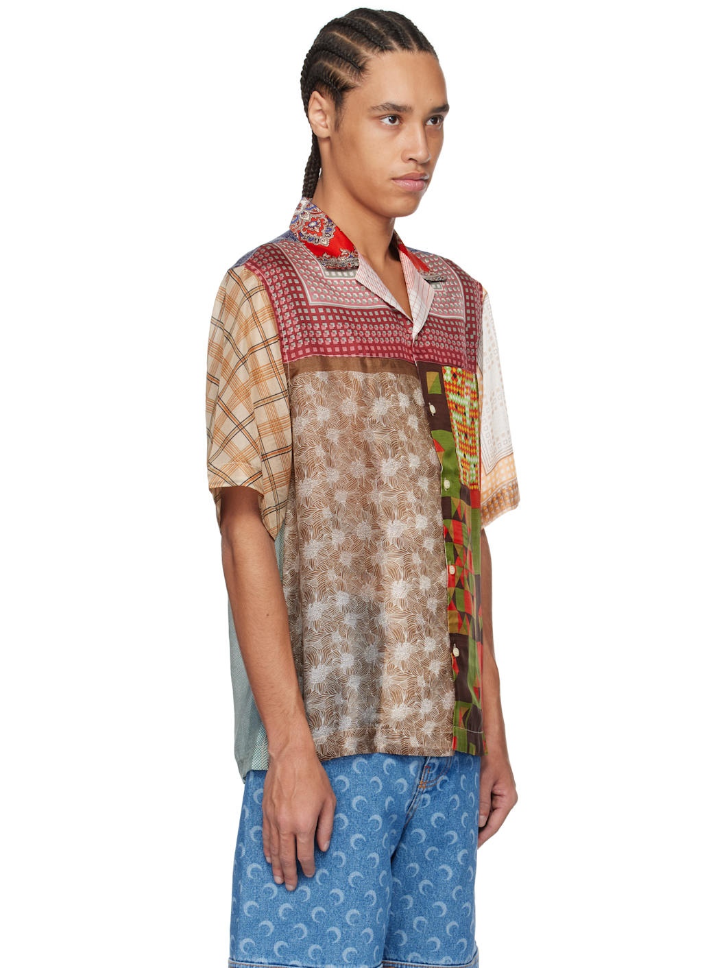 Multicolor Regenerated Silk Scarves Bowling Shirt - 2
