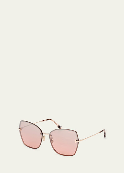 TOM FORD Nickie Metal Butterfly Sunglasses outlook