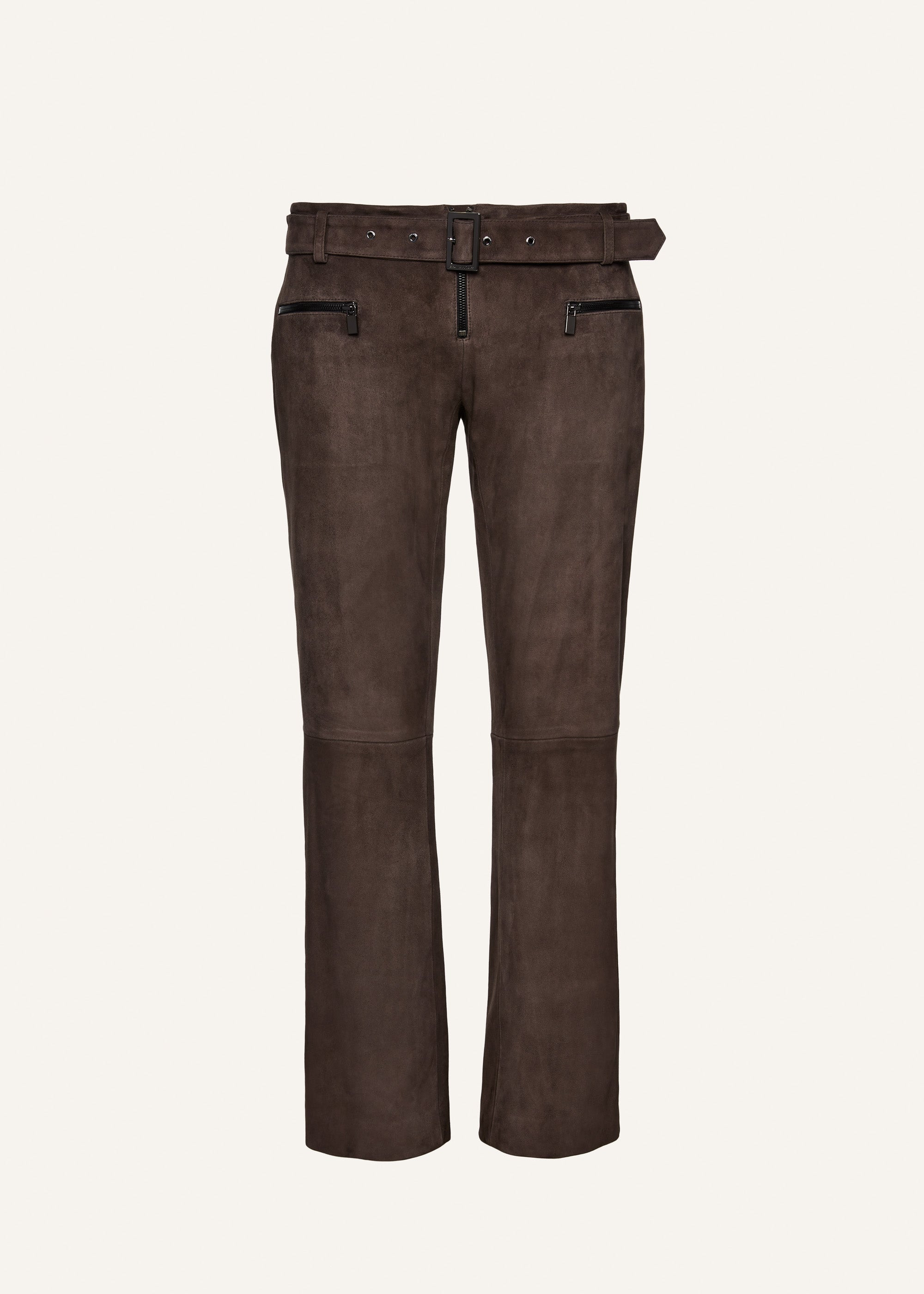 Suede belted pants in brown - 1