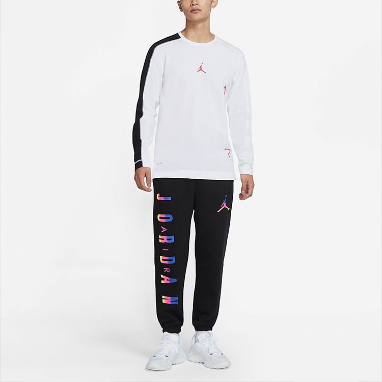 Air Jordan Casual Sports Round Neck Long Sleeves 'White Black Sleeve' DB4367-100 - 3