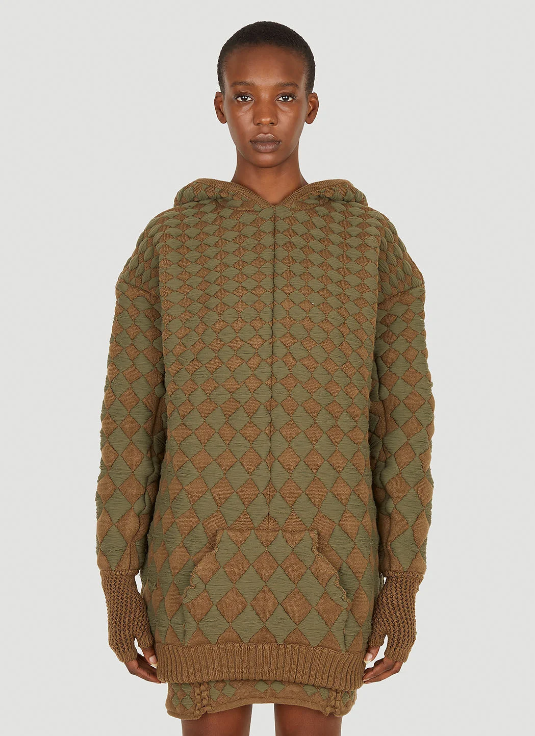 Illusion Quilted Hooded Sweatshirt - 1