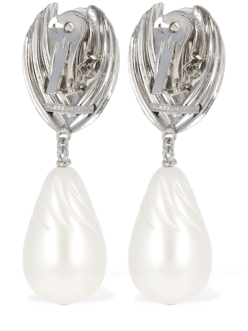 Crystal earrings w/ pearl pendant - 4