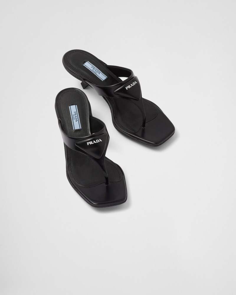 Prada Brushed leather high-heeled thong sandals outlook