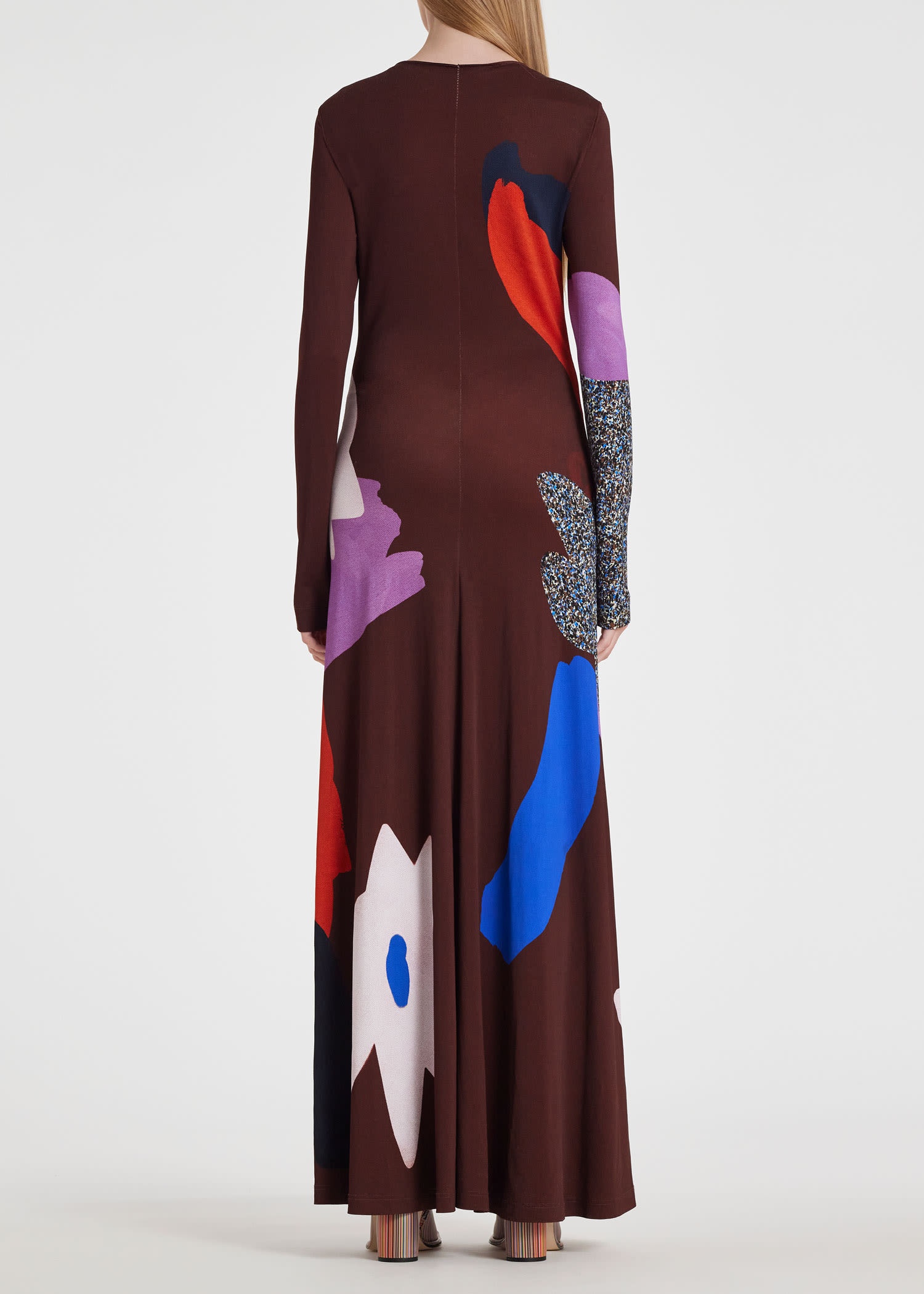 Maroon 'Botanical Collage' Maxi Dress - 4