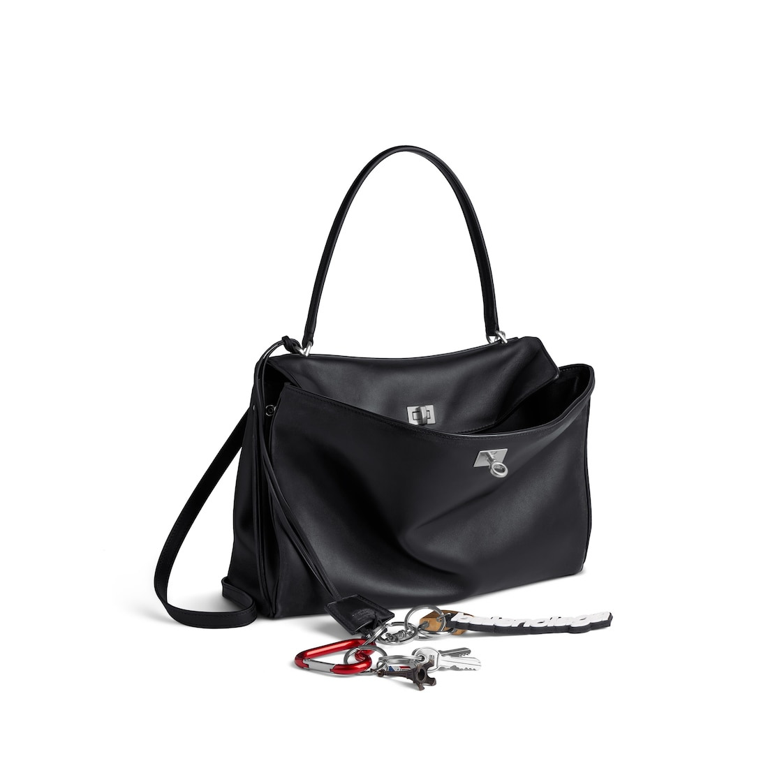 Women's Rodeo Medium Handbag Used Effect With One Charm in Black - 2